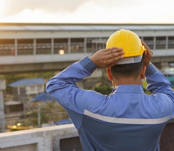 construction worker wearing hard hat